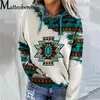 Women's Hoodies Sweatshirts Women Vintage Boho Printed Hooded Sweatshirt Autumn Female Long Sleeve Drawstring Casual Loose Hoodies Pullover 230207