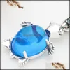 Naszyjniki wiszące Fit Oryginalna europejska bransoletka 100 925 Sterling Sier Kulki Murano Glass Turtle Dangle Charm DIY DIY DEL DHA9D