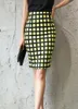 Skirts plaid bag hip skirt large size S-5XL casual skirt ladies temperament high waist stretch pencil skirt office 230207