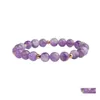 Beaded Strands 8Mm Amethyst Tiger Eeyes Agate Beads Bracelet For Women Men Elastic Healing Nce Natural Stone Fashion Drop Delivery Dh2Ap