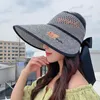 Outdoor Large Cornice Hat Empty Top Design Beach Sunscreen Hat Straw Braided Breathable Sweat Proof Bow Style Foldable