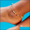 Fußkettchen Vintage Ethnische Böhmische Strandurlaub Fußkettchen Armband Colorf Kristall Perlen Goldkette Für Frau Mann Schmuck Drop Lieferung Dh0Sl