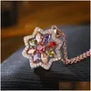 Médaillons Bijoux Européens Et Américains Magnifique Couleur Zircon Cuivre Collier Cristal Étoile Rose Or Goutte Livraison Colliers Pe Dhgarden Dhhit