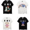 Italy Brands Full Sleeve T Shirt Plush Bear Letter Graphic Print Black White Leisure Mens Womans Fashion Durable Quality Couple