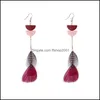 Dangle Lustre Mode Rétro Bohème Ethnique Acide Acétique Plume Gland Boucles D'oreilles Pour Les Femmes Mtilayer Long Paragraphe Exagéré Dhbpm