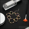 Hoop Huggie Fashion Design Punk Mtilayer Circle Dangle Earrings Necklace Bracelet For Women Big Round Hiphop Earring Jewelry Gift Dhqba