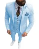 Mäns kostymer blazers män kostymer 3 stycken smal passande casual business champagne lapel khaki formella tuxedos för bröllop groomsmen blazerpantsvest 230207