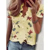 Women's T Shirts Bikoles Summer Fashion Sexy Ruffles V Neck Short Sleeve Women's Casual Tops Shrit 2023 Loose Print Basic Ladies Shirt