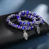 Strand Lucky Blue Eye Fatima Palm Armband för kvinnor män 2023 Fashion Hamsa Handpärla Charm Armband Friendship Smycken Parpresenter