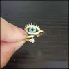 Cluster Rings Wholesale Adjustable Ring For Women Rose Gold Color Blue Crystal Evil Eye Wedding Jewelry Girls Party Bague Trendy Fas Dhrhy