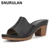 Sandales SNURULAN Femmes Pantoufles Talons Épais Couleur Unie Coin Femme 2023 Mode d'été Confortable Décontracté En Plein Air Plage Dames