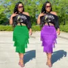 New 2024 two piece maternity dress print short sleeve T-shirt women's knotted skirt summer women's tassel fashion Skirt Set