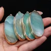 Kolye Kolyeleri Amazonite Doğal Taş Gem Uzun Oval Altın Kaplama El Sanatları Yapım Yapım Kolye Küpe Aksesuarları Hediye Partisi25x53mm