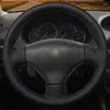 Steering Wheel Covers Car Cover Black Genuine Leather DIY Hand-stitched For 206 1998-2005 SW 2003-2005 CC 2004 2005