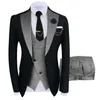 Costumes pour hommes Blazers smoking robe de mariée pour hommes veste gilet pantalon 3 pièces homme costume coupe ajustée costume à boutonnage simple mâle mode fête Blaz