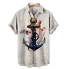 Camicie casual da uomo 2023 Moda Estate Uomo Manica corta Hawaiano Asciugatura rapida Taglie forti S-5XL Anchor Stampato Spiaggia per uomo