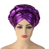 Berretti Beanie/Skull Caps Ultime Aso Oke Auto Gele Headtie 2023 Già fatto a mano Berretto africano Matrimonio nigeriano Donne Treccia Turbante Cappello musulmano