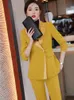 Womens Two Piece Pants Fashion Autumn Winter Women Pant Suit Formal Office Ladies Business Work Wear 2 Set Female Long Sleeve Blazer And Trouser 230207