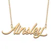 Ainsley Namenshalskette, personalisierbar für Frauen, Buchstaben-Schriftart, Edelstahl, Gold und Silber, individuelle Namensschild-Halskette, Schmuck