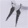 Clip-On Vis Retour Dos Boucles D'oreilles Long Gland Or Noir De Luxe Brillant Zircon Strass Mode Oreille Clip Manchette Cartilage Bijoux Dhehx