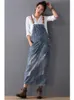 Casual Dresses Women Loose Denim Dress Ladies Bleached Holes Denim Dress Female Spaghetti Strap Ripped Vintage Denim Dresses 230207