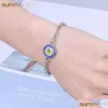 Lien chaîne mode taille réglable ronde cristal fleur bracelets pour femmes jeunes filles argent plaqué bracelet élégant bijoux goutte Dh4Q9