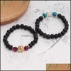 Brins de perles 8 mm noir mat pierre bouddha vie d'arbre charme perles bracelet pour hommes à la main élastique oeil de tigre améthyste bijoux D Dhmmc