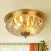 Deckenleuchten Europa Retro Kupfer Design D30cm H17cm Kristalllicht Glanz elektropliertes Messing Schlafzimmer Dachlampe