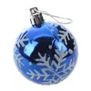 Christmas Decorations 6pcs Tree Balls Diameter 6cm Snowflake Color Drawing Ball Xmas Party Wedding Ornament