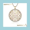 Pendanthalsband Elegant Big Round Crystal Necklace Sier/Gold Color Hollow Out Long Chain Statement smycken f￶r kvinnor g￥va kvinnlig c dhcw7