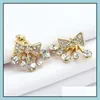 Stud Bow Earring Korean Jewelry Diamond Earrings Crown Colorf i Mtiple Colors Drop Delivery Dhztn