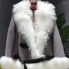 Trench Coats de femme courte parkas Femmes Real Fur Matel Femme Bureau Lady Winter Warm épais HEPPHER CHER COLLAR POCHETS