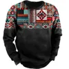 T-shirts pour hommes Hiver T-shirt à manches longues pour hommes Harajuku Ethnic Wind Graphics Vêtements vintage Pullover Shirt Casual Street Loose Casual Tee Top 230207