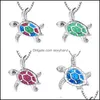 Colliers de pendentif Collier Opale Bijoux de tortue pour femme 1813 Q2 Drop Livraison Pendants Dhgub