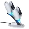 LED Controller Charger Cradle Stand Elements Lightweight Gamepad Dock لـ PS5 عصا التحكم Dual USB Station مع صندوق البيع بالتجزئة