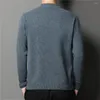 Herrtröjor märke merino ull o-hals randig stickad tröja män kläder höst vinter tjock varm pullover pull homme z3048