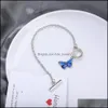 Link Chain Colorf Butterfly Bracelet Link met Toggle Clasp en Sluit voor vrouwen Men Men Modearmbanden Sieraden maken Girls Gift D DHZL9