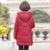 Women's Trench Coats Winter Womens Jacket Hooded Solid Cotton Padded Middle-aged Woman Parkas High Quality Ladies And Jackets