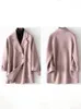 Womens Knits Tees Womens Winter Coats Fashion Wool Blends Overcoat Female Elegant Solid Thick Coat Double Breasted Long Jackets for Women 230207