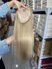 Mongolian Virgin Human Hair Piece Ombre Piano Color T6/613 P #6 8x8 Inches with 4x4 Silk Top Jewish Topper for Woman