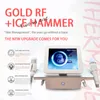 Gold Mirconeedle Beauty Microneedle Roller 2in1 RF Equipment Skin Firming Acne ärr Stretch Mark Borttagning Skin Föryngring Fyra nålar kall hammare