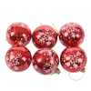 Christmas Decorations 6pcs Tree Balls Diameter 6cm Snowflake Color Drawing Ball Xmas Party Wedding Ornament