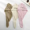 Towel Women Microfiber Cute Cartoon Dry Hair Cap Quick-Drying Absorbent Adults Home Bathroom Towels Tricorne Hat For Drying