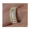 Mit seitlichen Steinen Iced Out Diamantring Luxus Designer Schmuck 8 mm Herrenringe Mode Hip Hop Bling Gold Hochzeit Verlobung Liebestasche Dheyg