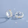 Hoop Earrings Korean Fashion 925 Sterling Silver Small Daisy For Women Huggie Female Ear Hole Hoops Piercing Jewelry Gift