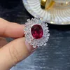 Cluster Rings Elegant Vintage Princess Wedding For Women Luxury Red CZ Crystal Temperament Marquis Banket Party Finger Jewelry