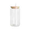 US / CA Warehouse Coffee Soda 16oz Libby peut façonner les verres givrés de la sublimation claire tasse de verre avec couvercle et paille 1120 0514