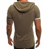 Camisetas masculinas Camiseta masculina Camiseta de capuz masculina casual slim manga curta camiseta mais tamanho 3xl Solid Men Roupe