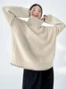 여자 스웨터 100 순수 울 캐시미어 스웨터 하이 목 풀 오버 패션 한국어 느슨한 니트웨어 가을 겨울 탑 큰 크기 230206