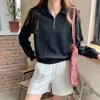 Kadın Hoodies Sweatshirt Sweatshirts Kadınlar Tasarlama Gevşek uzun kollu yaylı fermuar şık epek tarzı bf öğrencileri moda allmatch taze 230207